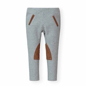 Hope & Henry Girls Ponte Riding Pants Grey with Brown Accent Pants 8